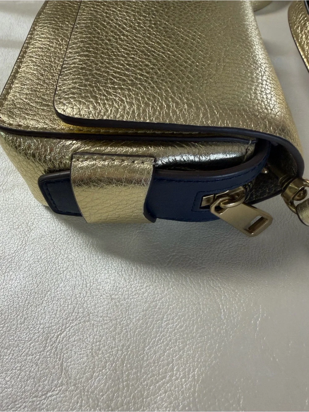 J. Crew Metallic Gold Pebbled Leather Crossbody Bag